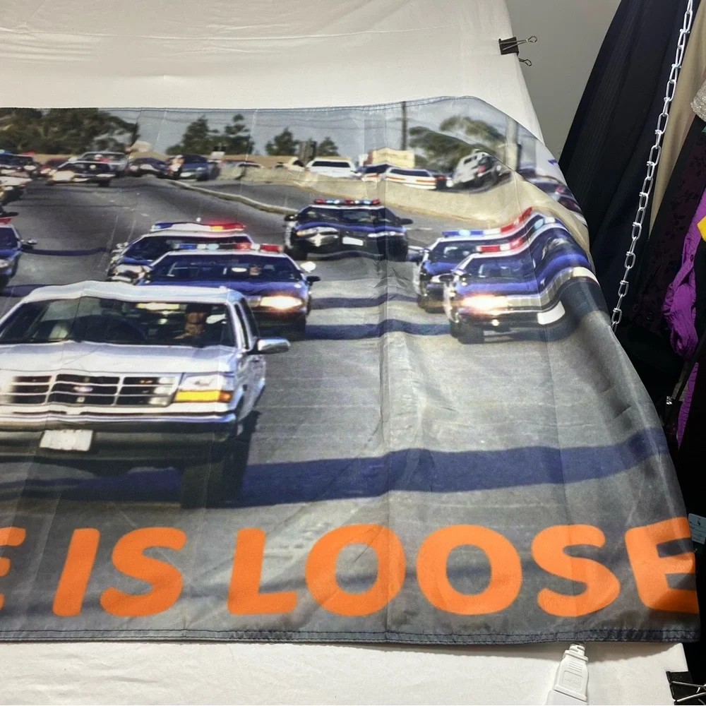 The juice is loose OJ chase fabric banner 34